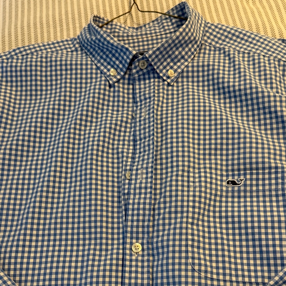 Mems Vineyard Vines Blue Checkered Button-Down Dress Shirt XL